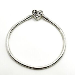 NWOT sterling silver, stamped, heart charm bracelet 18cm